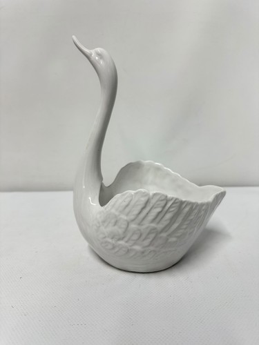 Vintage white ceramic swan - vintage,