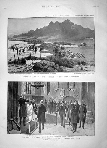 Old antique print 1896 akasheh - old,