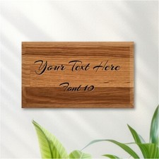 Personalised Custom Text Engraved Wooden Sign / Plaque - Hand Made Oak, 10 Fonts
