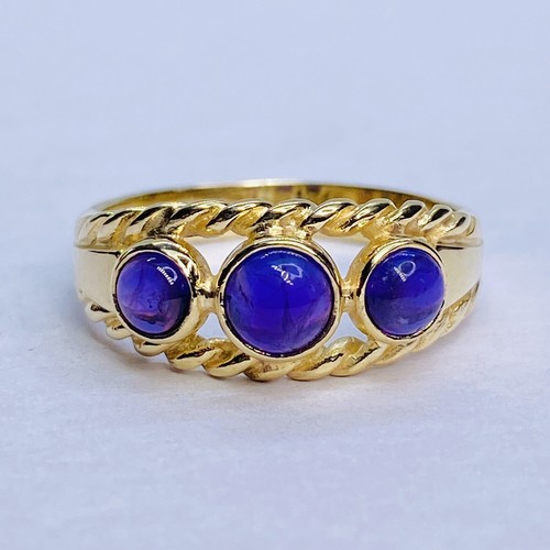 9ct gold amethyst three stone - gold,