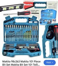Makita 101 Piece Power Drill Bit Set Screwdriver Set - Holesaw Masonry HSS PZ2 +