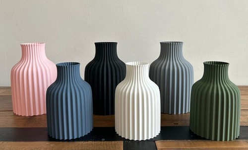 Printed vase ribbed - printed,