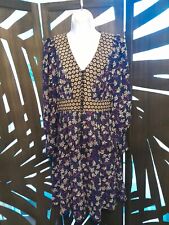 PEARL LOWE PEACOCKS SZE 10 BOHO BLUE FLORAL MIXED PRINT LONG SLEEVED DRESS