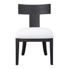 Bowery Hill 18" Modern Wood/Fabric Armless Chair in Charcoal Black/White