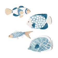 4Pcs Wooden Fish Coastal Decor