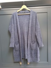 Boohoo Blue Chunky Knit Long Cardigan Size S/M