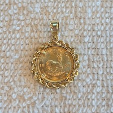 1/10 Krugerrand 1983 South Africa Gold Coin made into a necklace Pendant