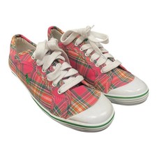 Ralph Lauren Polo Shoes Canvas Lace Up Tie Pumps Tartan Design UK Size 4.5