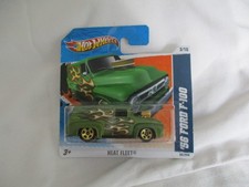 Hot Wheels 2010 Heat Fleet '56 Ford F-100 Green Body Flames Sealed n Short Card 