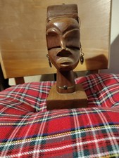 Wooden african carved head - wooden,