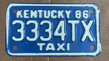 Kentucky 1986 TAXI License