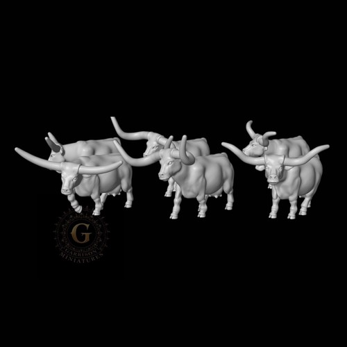 Longhorn cattle 87 ho - cattle, x6: