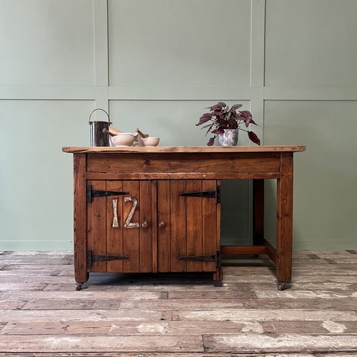 Antique pine bakers table - antique,