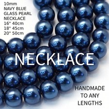 10mm GLASS PEARL NECKLACE NAVY