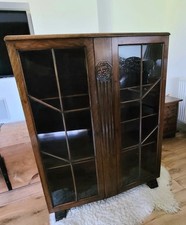 Vintage Bookcase/leadlight Glass Display Cabinet