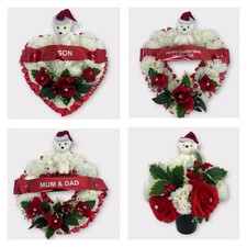 Christmas Heart wreath teddy