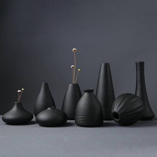 Black pottery vase - pottery, hydroponic