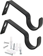 Iron Curtain Pole Brackets, Pack of 2, Wall Mount, Heavy Duty, Scratch&Rust 