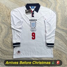 🚨 LAST ONE | England Umbro 1998 Home Final Retro T-Shirt | Shearer #9 ⭐️ | S ✅