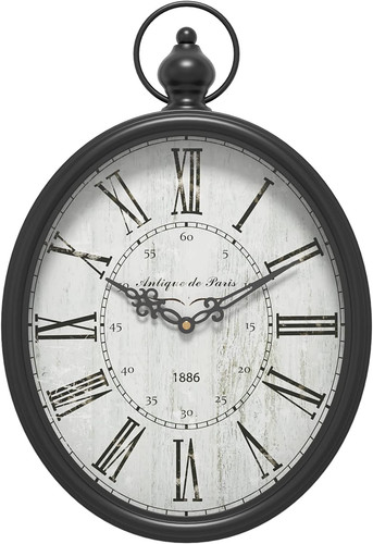 Oval retro wall clock rustic - wall,