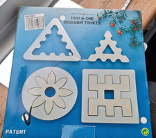 Lakeland Square CHROME trivets 2 Two Pack Hot Pot Holder Stands Orig. Box 2 In 1