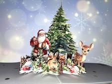 Super Cute 3D Pop Up Christmas Woodland Card with Santa Animals Tree