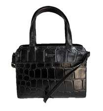 ?OSPREY BNWOT Ladies Leather Moc Croc Grab/Handbag With Detachable Strap, Black