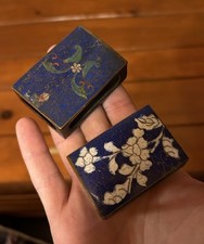 Lot of 2 Cloisonne Matchbox Holders Vintage Antique
