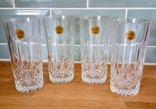 Lead crystal cut glass highball drinking glasses. Set of 4 heavy Capri 24% Lead 