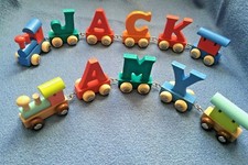 Alphabet Wooden Name Personalised  Train Educational Early Learning Birthday