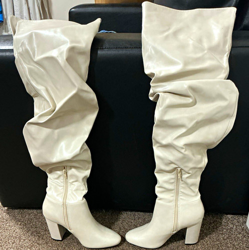 White knee high slouch - white,