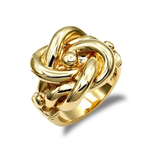 Gold silver knot ring - on,