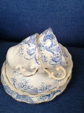 Two Antique Redfern&Drakeford Blue White Trios  1892 1909 Pretty But Faults