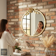 Large Round Golden Wall Mirror Gold Round Flower Mirror