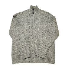 Superdry Jacob Henley Cable Knit 1/4 Zip Jumper - Size XL - Beige - Wool