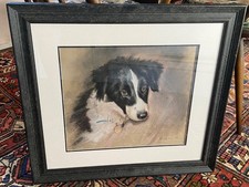 1986 ORIGINAL COLLIE DOG PAINTING FRAMED SIGNED DOGS ARTWORK CANINE ART UNIQUE
