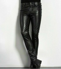 Mens Black Leather Trousers