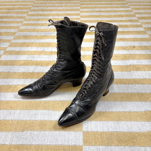 Antique 1890s black leather - 1890s,