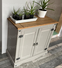 Rustic Storage Sideboard 2 Door Cupboard Small Wooden Side Cabinet Shelf Unit