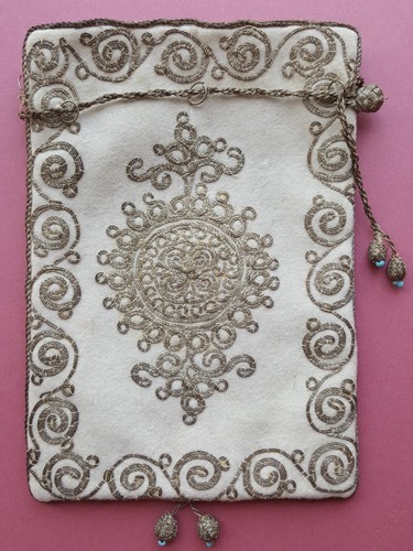 Antique embroidered purse bag - antique,