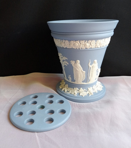 Wedgwood blue jasperware vase - wedgwood,