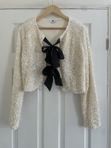 Cream sequin tie - cream,
