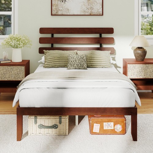 Double size wood bed - wood, frame