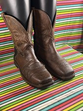 Vintage Men’s Justin Cowboy Western Roper Leather Biker Riding Work Boots Uk 8.5