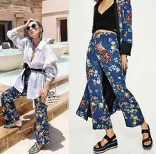 ZARA Blue Floral Print Satin