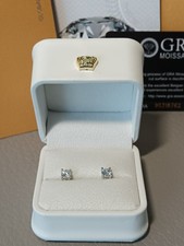  Genuine 0.5ct + 0.5ct Moissanite Diamond Earrings (S925, GRA Certified) 