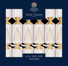 Christmas Crackers 6 Pack Tom Smith Luxury White Gold Fill Your Own Eco Friendly