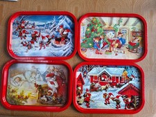 4 Cute, Vintage Christmas Trays, Good Condition 1960s?