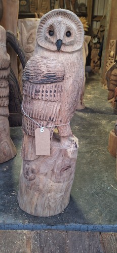 Chainsaw carving owl wood home - chainsaw,