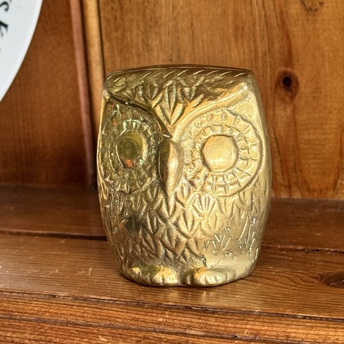 Mini brass owl statue vintage - owl,